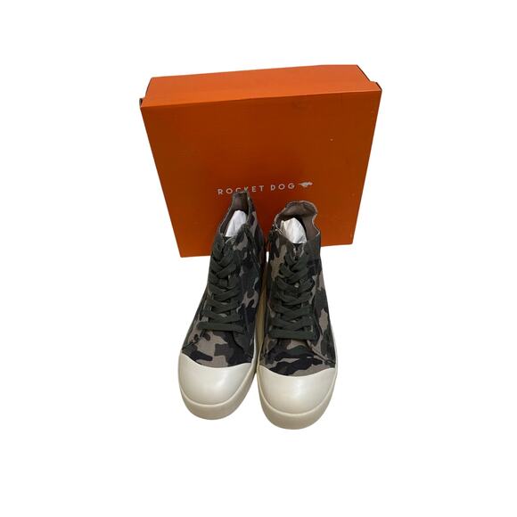 Rocket Dog Walt Soldier Cotton Camouflage High Tops NIB Sz 11 Lace Up Green Tan - Picture 1 of 11